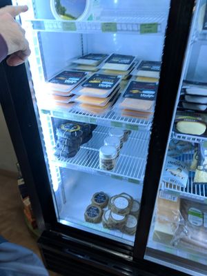 Selection of cheezes. at Plant Based Market in Barcelona