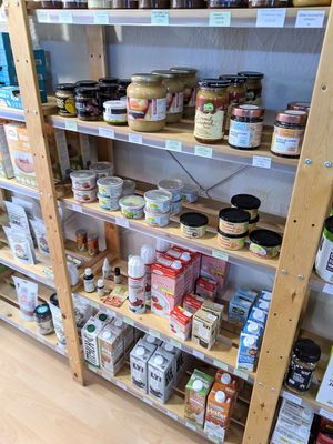 Spreads, compotes, mylks, whipping creams at Plant Based Market in Barcelona