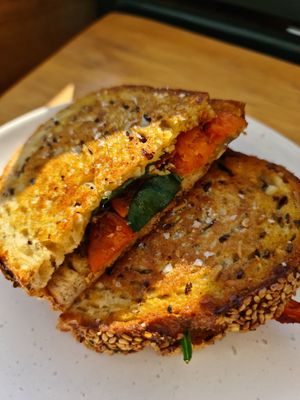 Slow roasted carrot, housemade feta, spinach at Small Graces in Footscray