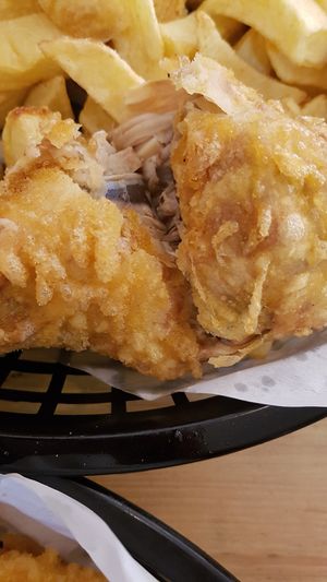 Vegan battered "fish" at Sutton and Sons in North London