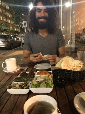 “Vegan tasting dish” so yummy! With some chamomile teas:) at Sitti in Raleigh