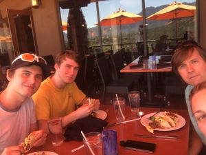 Our all vegan meal with a fantastic view!  at Sound Bites Grill in Sedona