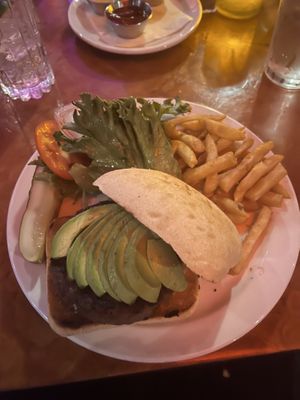 Ciabatta bread beyond burger! Fries were really good  at Sound Bites Grill in Sedona