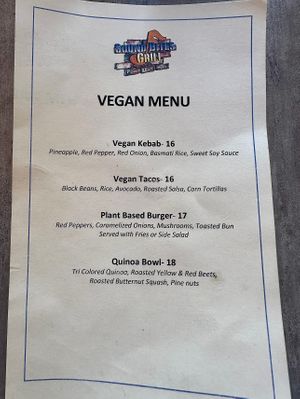 Separate Vegan Menu - You have to ask for it    at Sound Bites Grill in Sedona