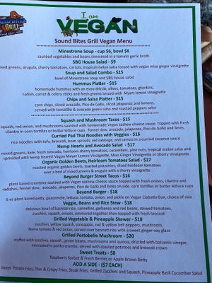 Vegan Menu at Sound Bites Grill in Sedona