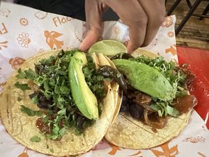 Black bean fajita tacos  at Flaco's Tacos - Chicago Ave in Chicago