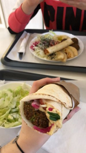 Vegan falafel wrap and falafel plate at Abi Falafel in Ljubljana