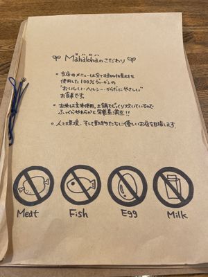 Menu at Vegetable Cafe Mahaloha in Tatebayashi