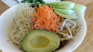 Vegan Buddha bowl (lunch menu) at Aurora Ozone Hotel in Kangaroo Island