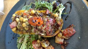 Stuffed roast squash (made vegan) at Aurora Ozone Hotel in Kangaroo Island