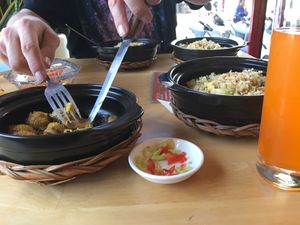 Chicken friendly nuggets with fried rice at Amitaba 2 in Ho Chi Minh City