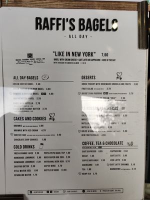 Menu at Raffi's Bagels - Estefania in Lisbon