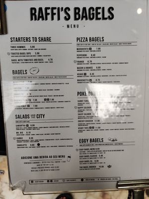 Menu at Raffi's Bagels - Estefania in Lisbon