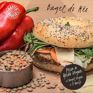 Vegan bagel with lentil burger  at Raffi's Bagels - Estefania in Lisbon