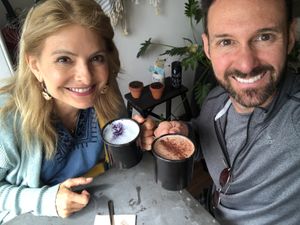 Vanilla Sky on the left and Maca Mocha on the right.  at Eight - The Health Lounge in Lisbon