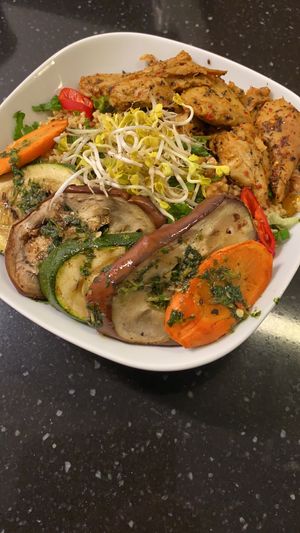 Takeaway couscoussalad with vegan chicken. So good!  at Gaudi's in Amersfoort