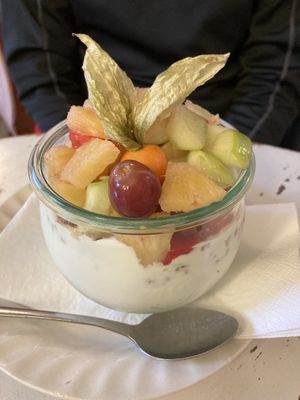 Youghurt with granola ( almost no granola!)  at Anna's Cafe in Lueneburg
