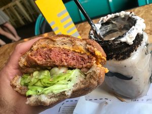 Juicy details of vegan burger at Regrub Burger Bar in Calgary