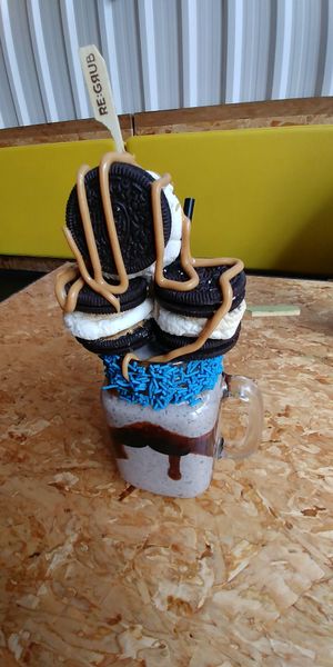 Vegan Cookie Monster shake at Regrub Burger Bar in Calgary