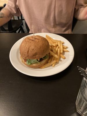 Vegan burger at Střecha in Prague