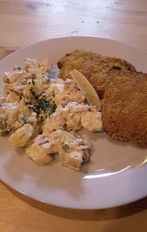 Schnitzel (if I remember it correctly) at Střecha in Prague