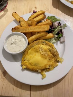 Fried cheese  at Střecha in Prague