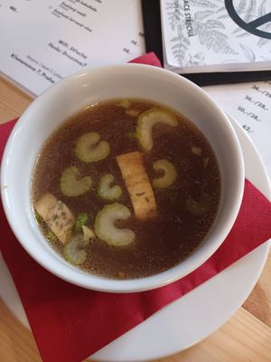 Vegatable broth at Střecha in Prague