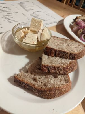 Garlic tofu at Střecha in Prague