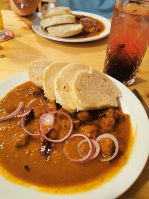Vegan beer goulash at Střecha in Prague