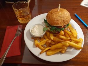 Chilli burger at Střecha in Prague