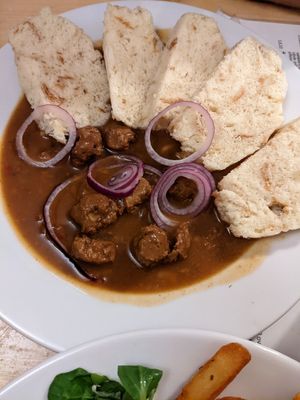 Beer goulash & dumplings at Střecha in Prague