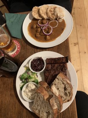 Ribs and goulash   at Střecha in Prague