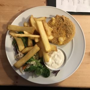 Vegan fried cheese  at Střecha in Prague