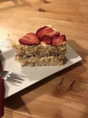 strawberry cake  at Střecha in Prague