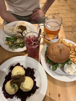 Burger, Dumplings and Sandwich   at Střecha in Prague