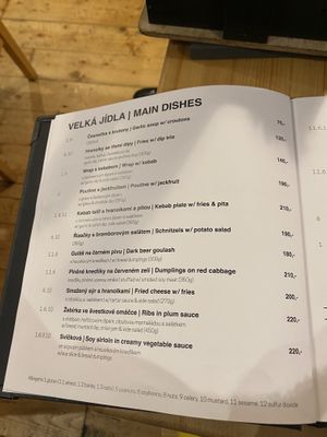 Menu 1  at Střecha in Prague