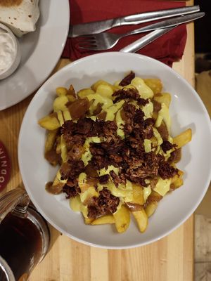 Poutine with jackfruit at Střecha in Prague