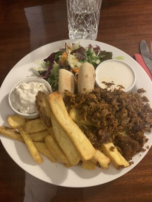 Kebab plate  at Střecha in Prague