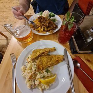 Snitzel and kebab at Střecha in Prague