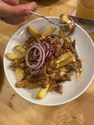 Jackfruit poutine  at Střecha in Prague