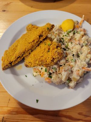 Schnitzel at Střecha in Prague