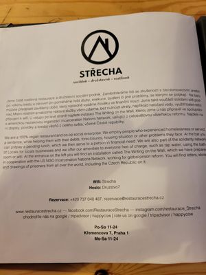 Restaurant's Mission at Střecha in Prague