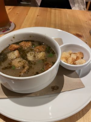 garlic soup  at Střecha in Prague
