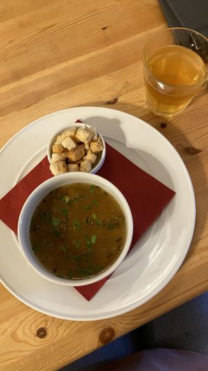 Garlic soup with croutons   at Střecha in Prague
