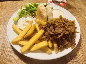 Kebab plate - one of several meals had here  at Střecha in Prague