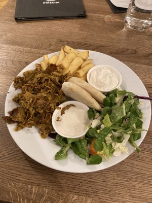 Kebab Plate with Fries and Pita - 7/10  at Střecha in Prague
