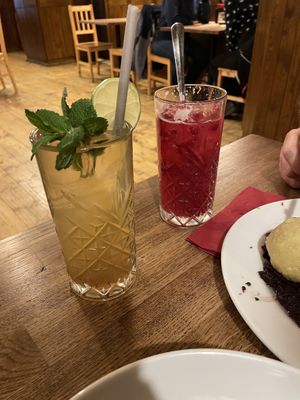 Iced tea and raspberry lemonade  at Střecha in Prague