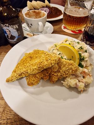 Schnitzel & Potato Salad at Střecha in Prague