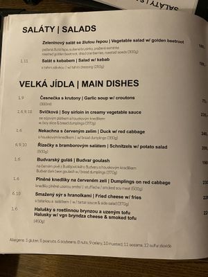Menú   at Střecha in Prague
