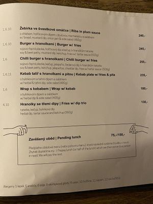 Menú  at Střecha in Prague